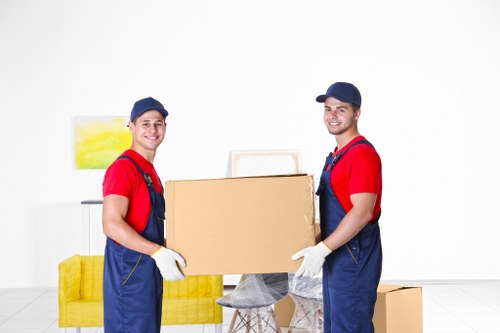 Packed office equipment prepared for local relocation services