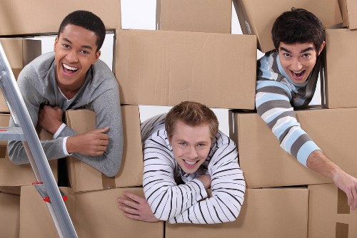 Packed boxes and moving equipment for a local relocation
